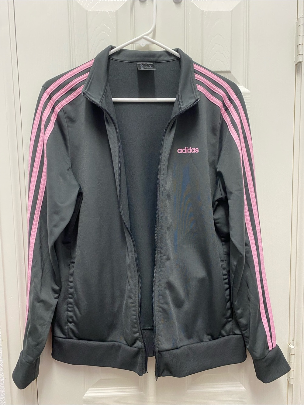 adidas Black Bomber Jacket with Pink Three-Stripes